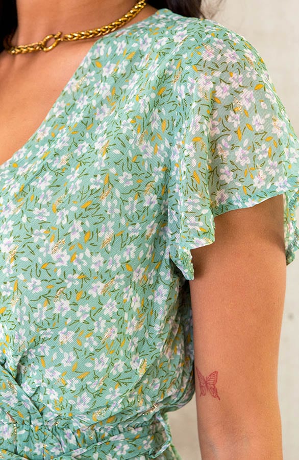 Overslag Jurk Bloemetjes Mint – shoparchief, foto 6