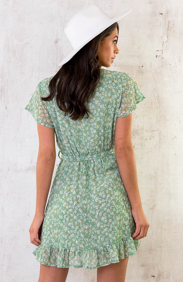 Overslag Jurk Bloemetjes Mint – shoparchief, foto 4