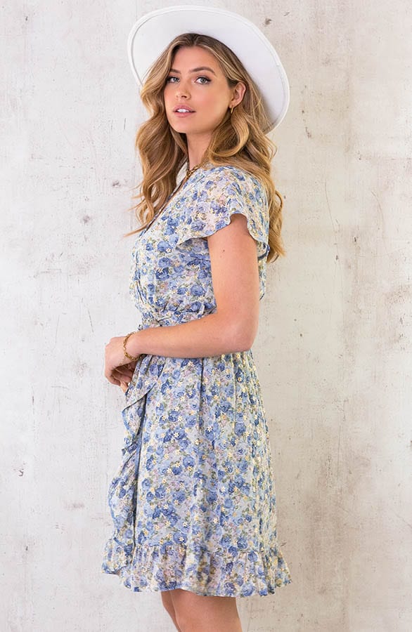 Overslag Jurk Rozen Blauw Goud – shoparchief, foto 3