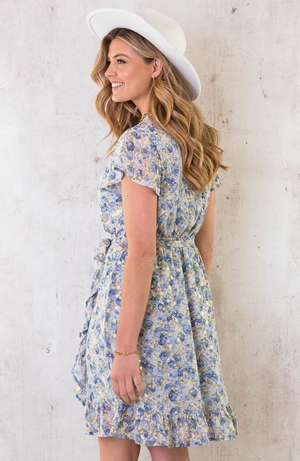 Overslag Jurk Rozen Blauw Goud – shoparchief, foto 4