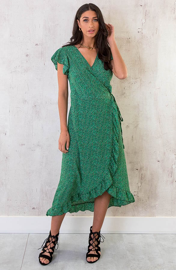 Panterprint Jurk Midi Bright Green – shoparchief, foto 1