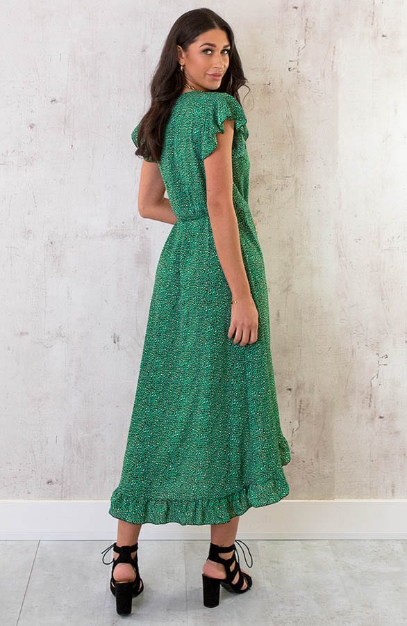 Panterprint Jurk Midi Bright Green – shoparchief, foto 4