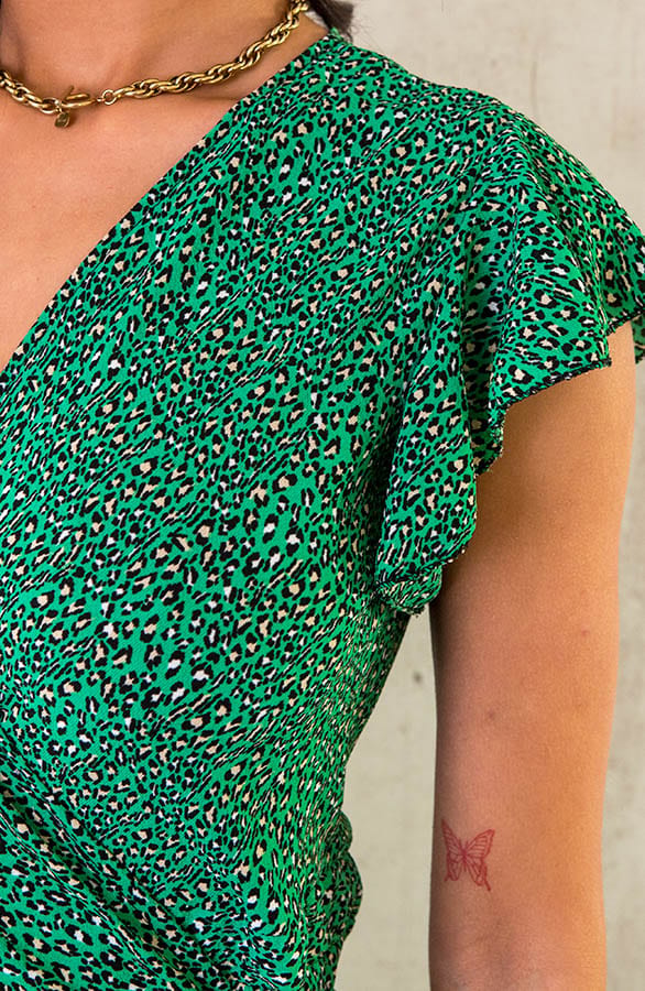 Panterprint Jurk Midi Bright Green – shoparchief, foto 5