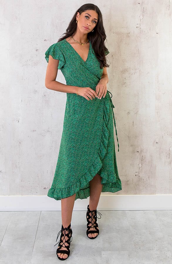 Panterprint Jurk Midi Bright Green – shoparchief, foto 2