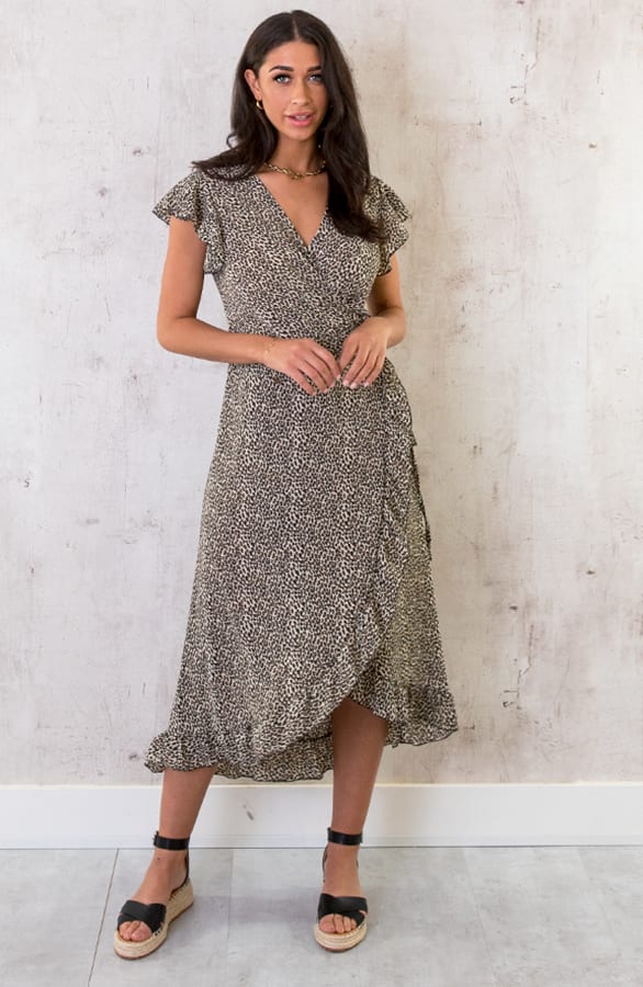 Panterprint Jurk Midi Ecru – shoparchief, foto 2