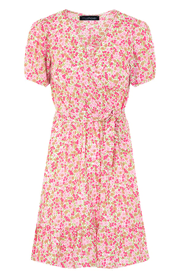 Pofmouwen Jurk Bloemenprint Roze – shoparchief, foto 7