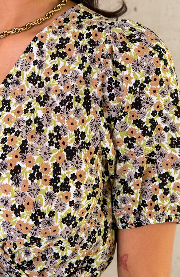 Pofmouwen Jurk Bloemenprint Zwart – shoparchief, foto 7