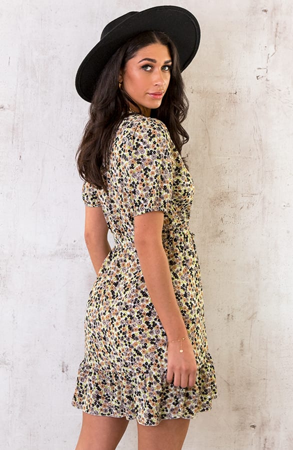Pofmouwen Jurk Bloemenprint Zwart – shoparchief, foto 6