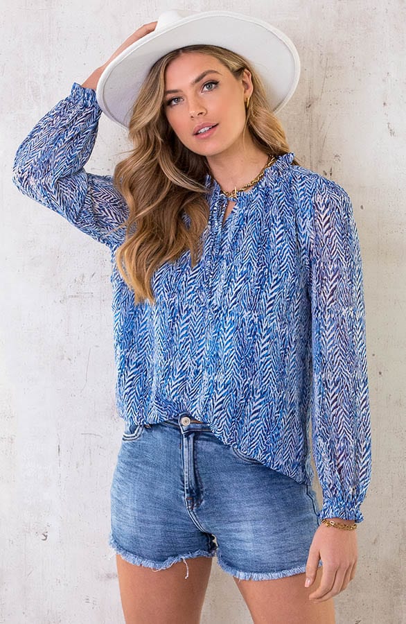 Print Blouse Luxury Kobalt – shoparchief, foto 1