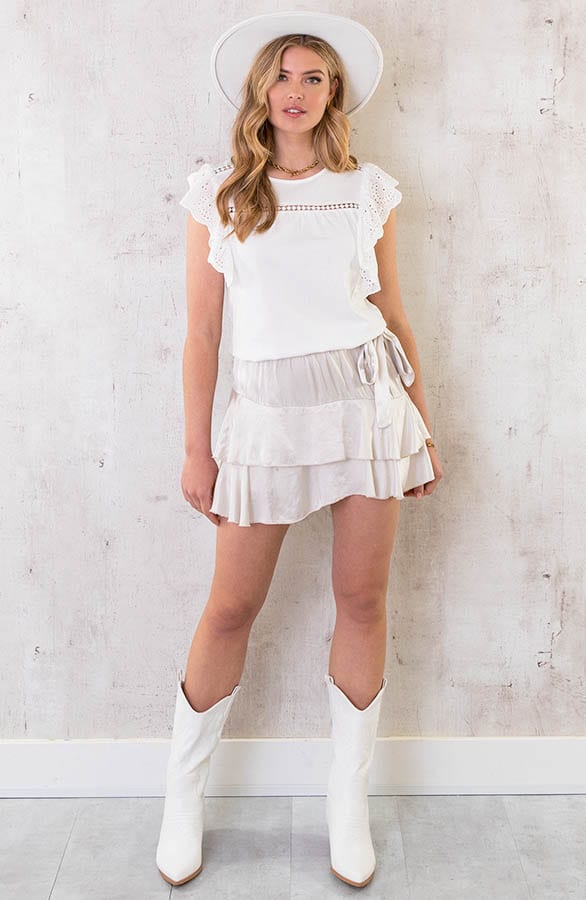 Ruffle Sleeve Top Ecru – shoparchief, foto 6