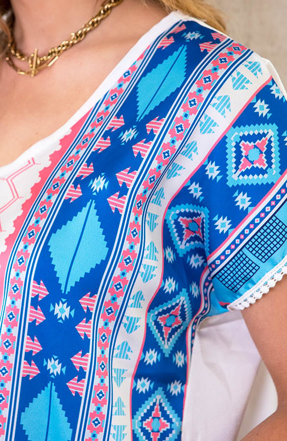 Silk Top Aztec Print Kobalt – shoparchief, foto 5