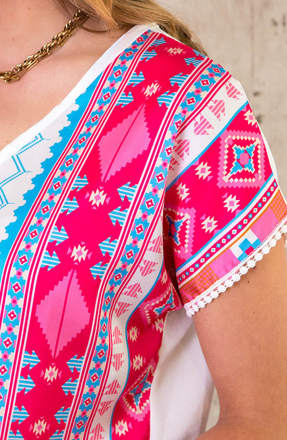 Silk Top Aztec Print Roze – shoparchief, foto 5