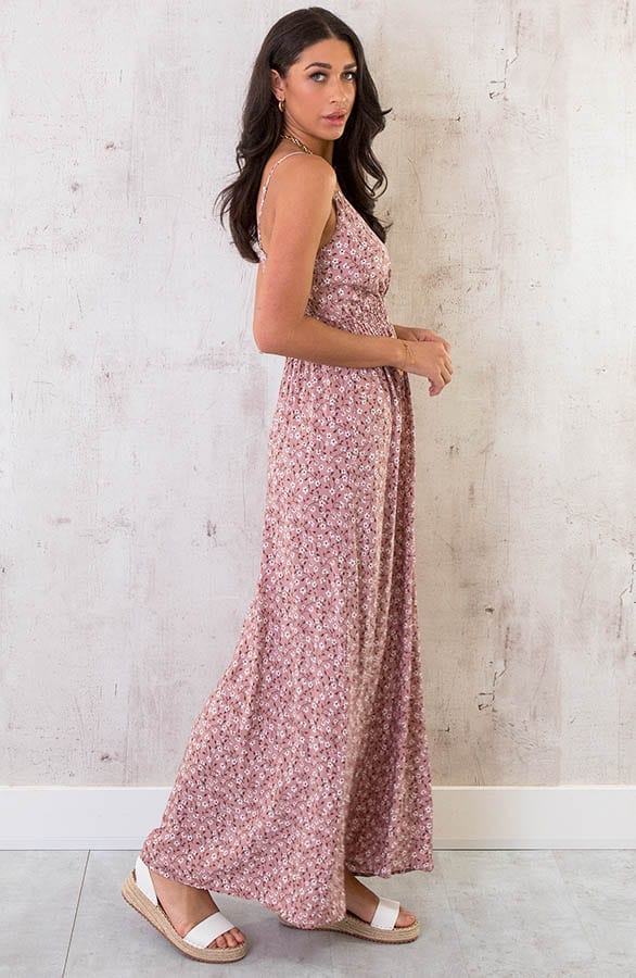 Spaghetti Maxi Jurk Bloem Dust Roze – shoparchief, foto 8