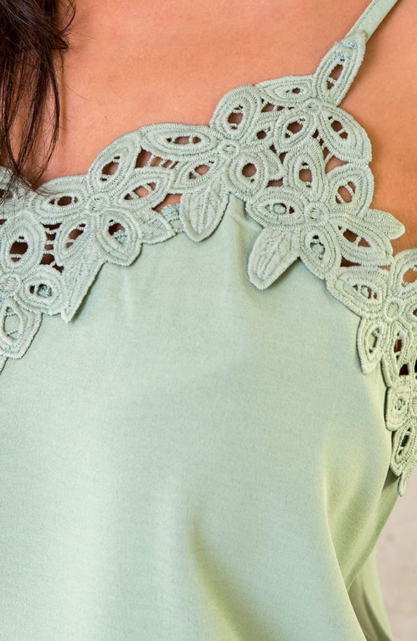 Spaghetti Top Kanten Detail Mint – shoparchief, foto 6