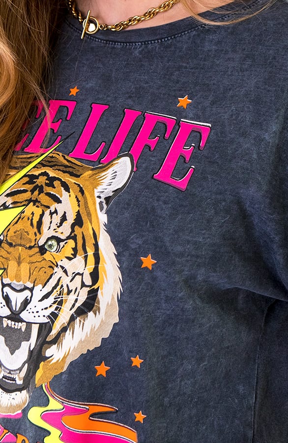 Tiger Bliksem Top Neon Roze Grijs – shoparchief, foto 5