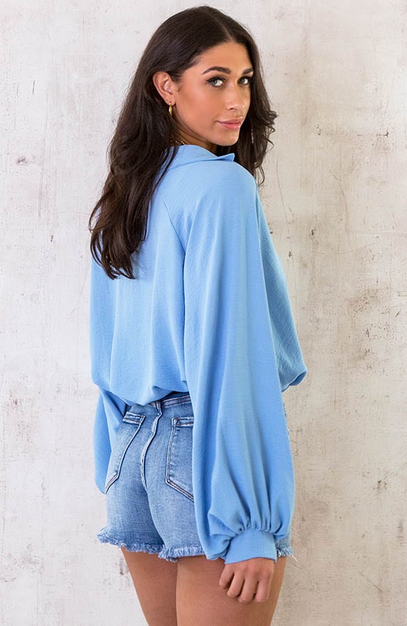 Ultra Oversized Basic Blouse Babyblauw – shoparchief, foto 4
