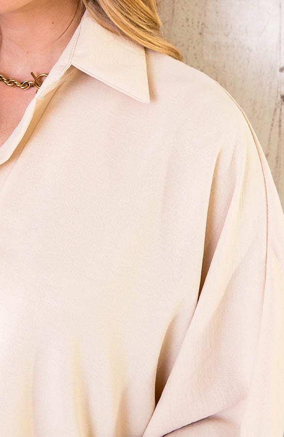 Ultra Oversized Basic Blouse Beige – shoparchief, foto 5