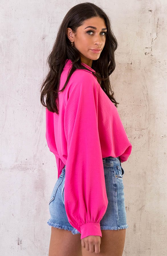 Ultra Oversized Basic Blouse Fuchsia – shoparchief, foto 4