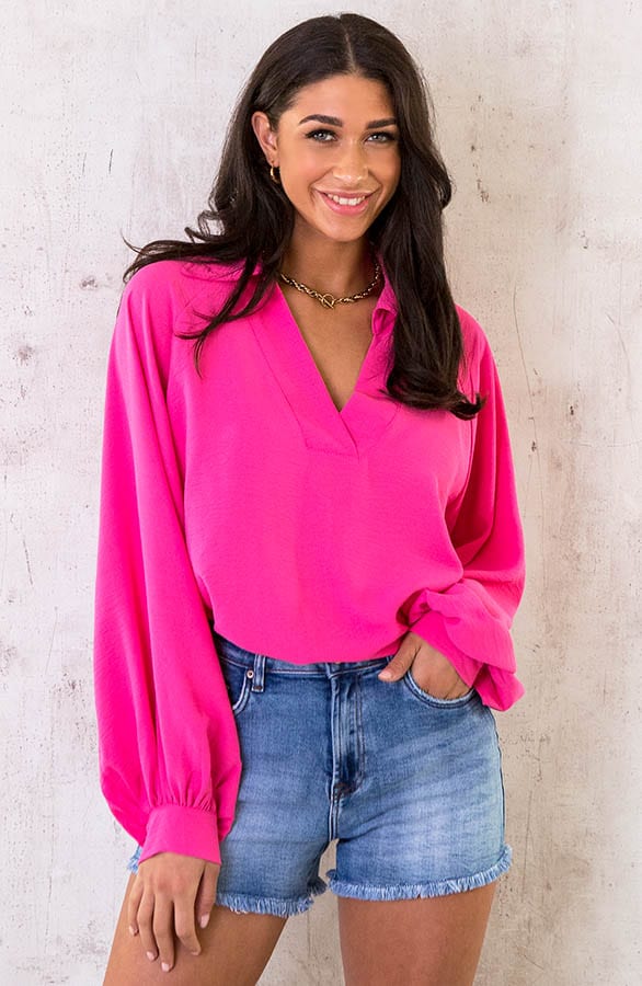 Ultra Oversized Basic Blouse Fuchsia – shoparchief, foto 1