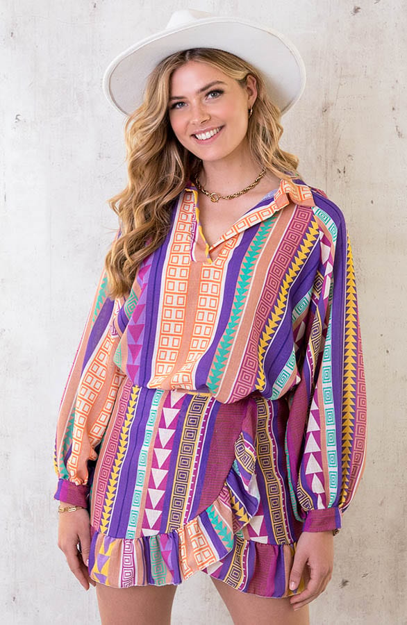 Aztec Blouse Purple – shoparchief, foto 1