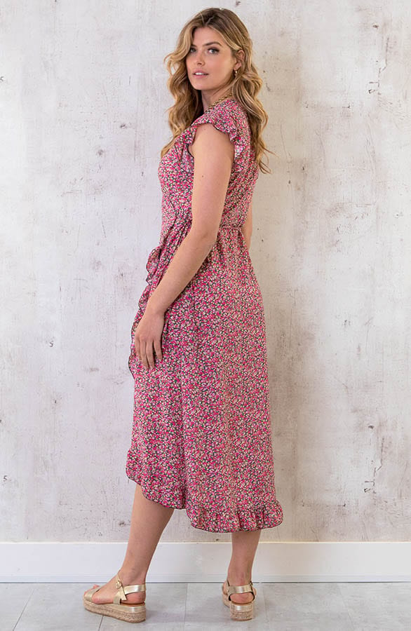 Bloemen Jurk Midi Roze – shoparchief, foto 3