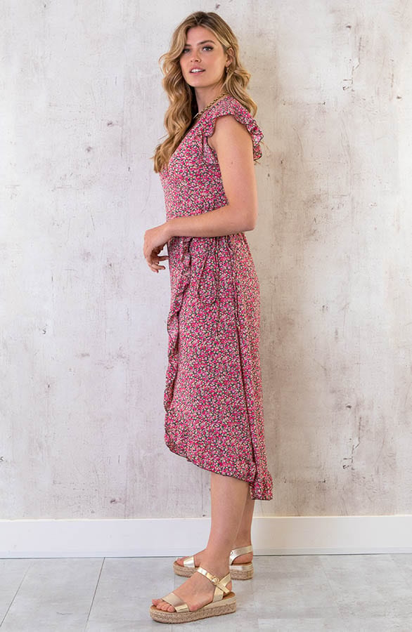 Bloemen Jurk Midi Roze – shoparchief, foto 2