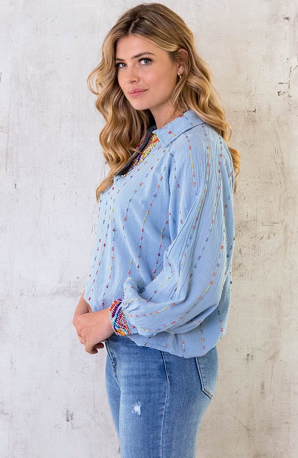 Boho Blouse Print Babyblauw – shoparchief, foto 2