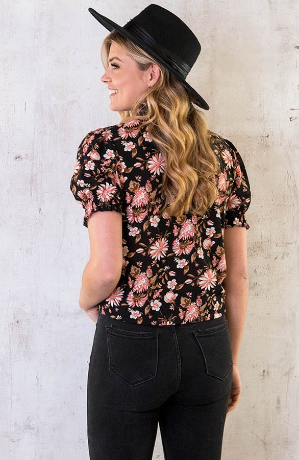 Col Top Bloemen Print Zwart – shoparchief, foto 6