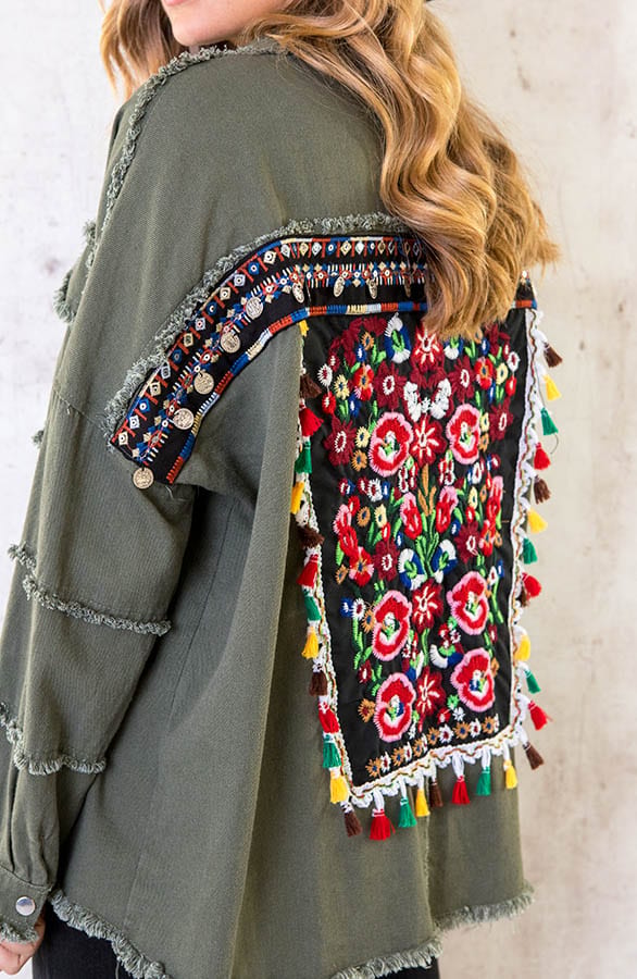 Embroidery Boho Jacket Army – shoparchief, foto 4