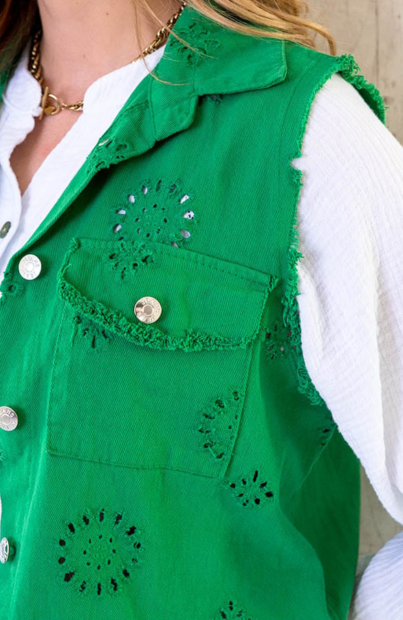 Embroidery Gilet Bright Green – shoparchief, foto 5