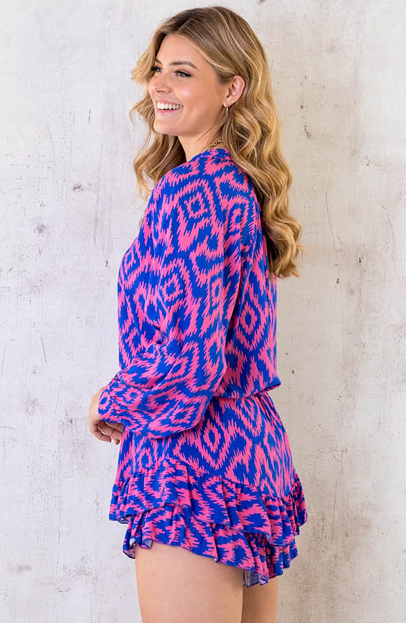 Laagjes Skort Print Kobalt Roze – shoparchief, foto 2