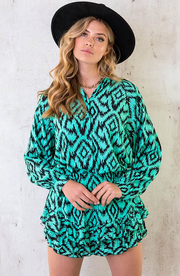 Laagjes Skort Print Mint – shoparchief, foto 5