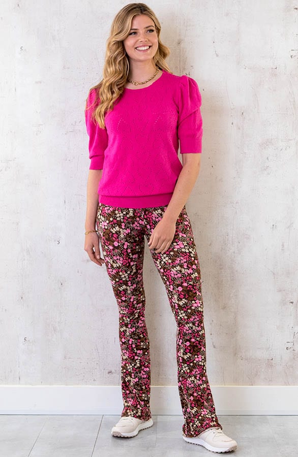 Flared Broek Bloemen Pink – shoparchief, foto 5