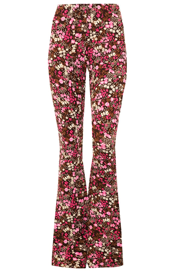 Flared Broek Bloemen Pink – shoparchief, foto 1