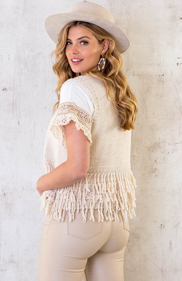Fringe Gilet Beige – shoparchief, foto 7