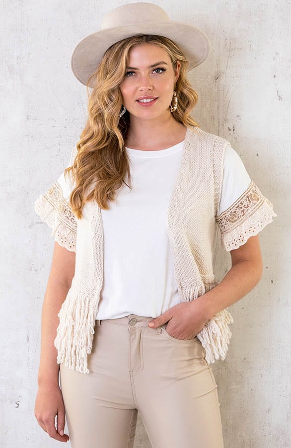 Fringe Gilet Beige – shoparchief, foto 4