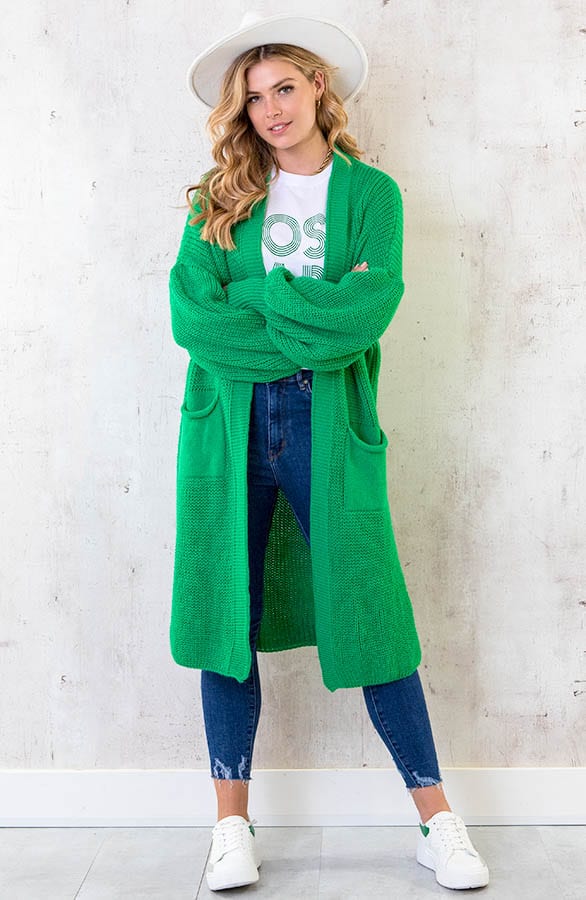 Gebreid Vest Met Zakken Bright Green – shoparchief, foto 3