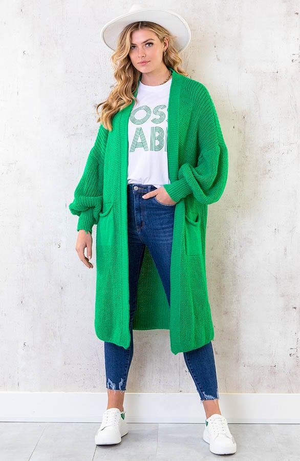 Gebreid Vest Met Zakken Bright Green – shoparchief, foto 2