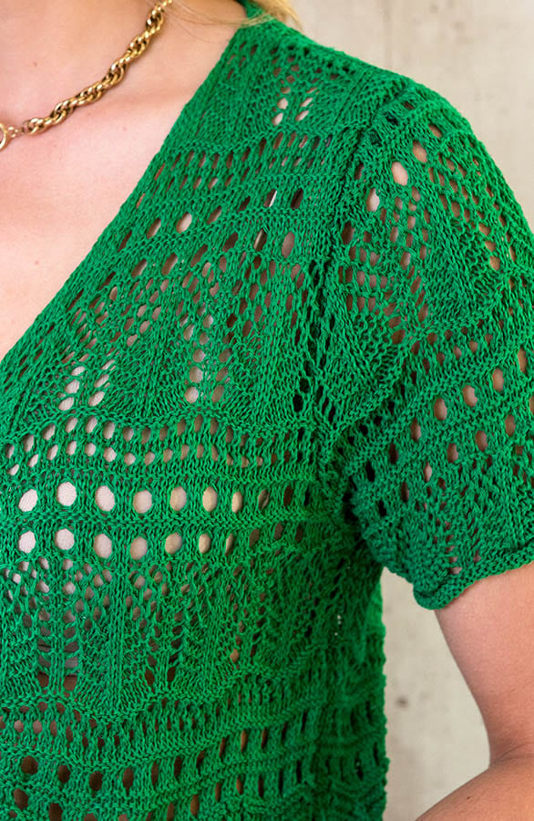 Gehaakte Top Met Optrekkoord Bright Green – shoparchief, foto 5