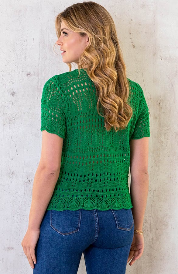 Gehaakte Top Met Optrekkoord Bright Green – shoparchief, foto 4