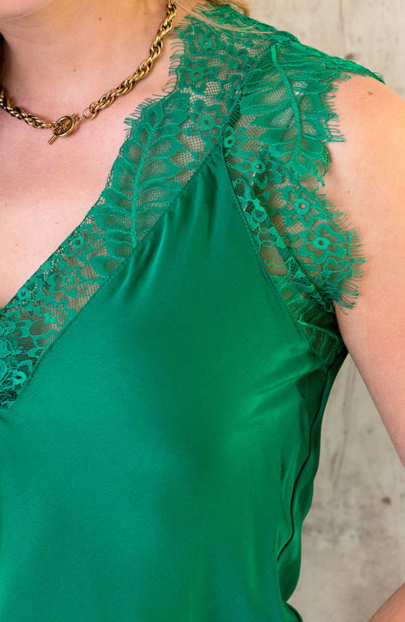 Kanten Silk Top Bright Green – shoparchief, foto 5