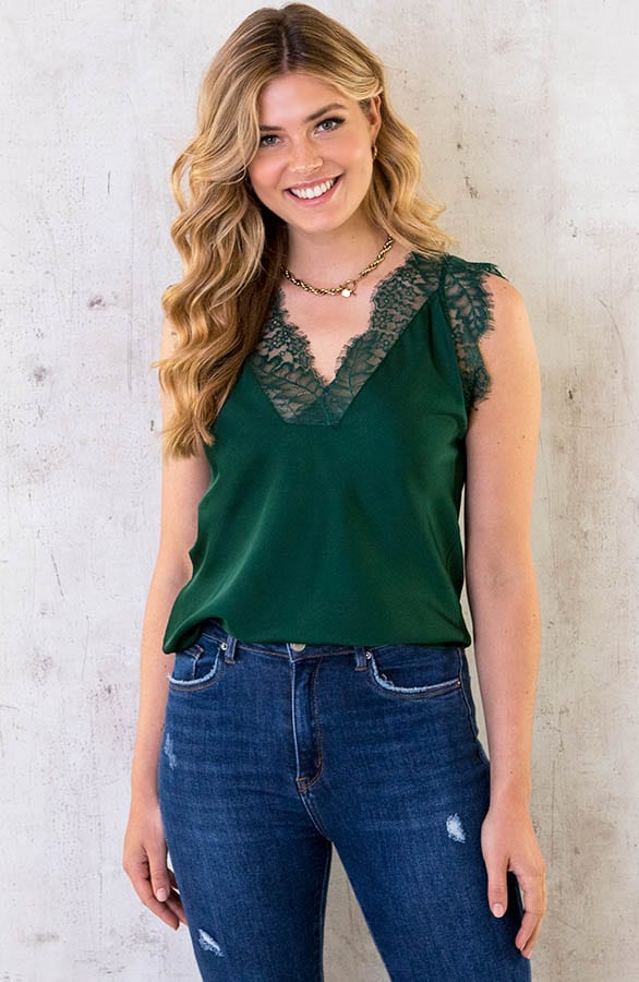 Kanten Silk Top Smaragd – shoparchief, foto 2