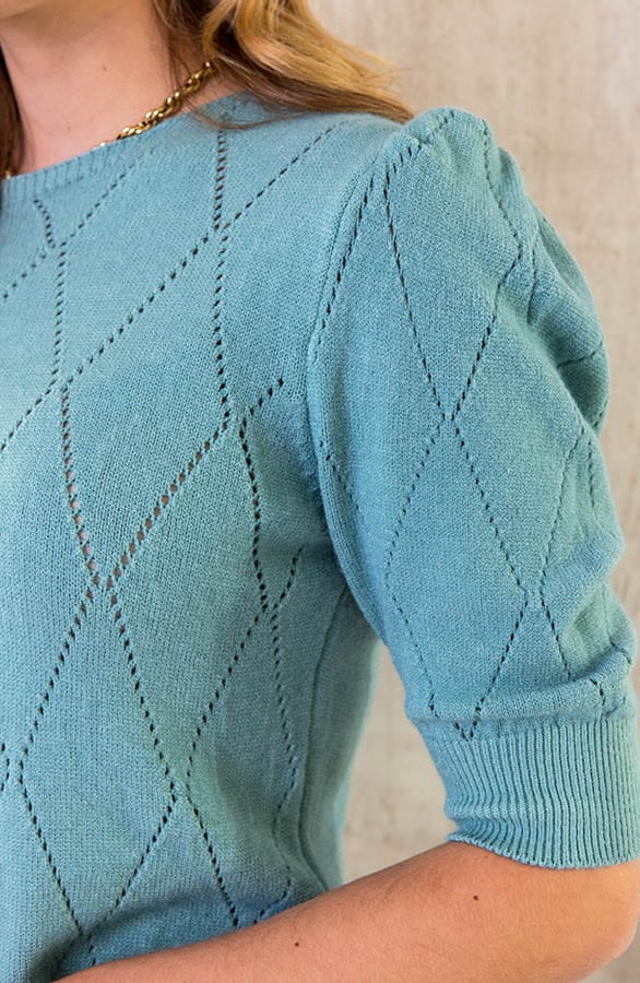 Knitted Pofmouwen Top Ruit Oase – shoparchief, foto 5