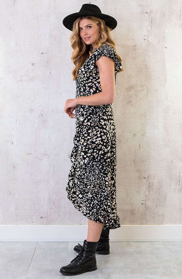 Leopard Jurk Midi Zwart – shoparchief, foto 3
