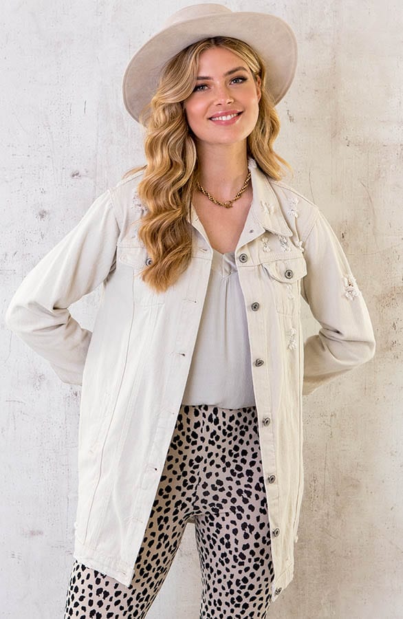 Long Denim Jacket Beige – shoparchief, foto 2