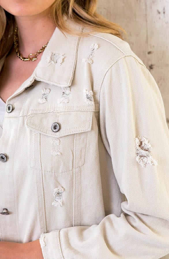 Long Denim Jacket Beige – shoparchief, foto 5
