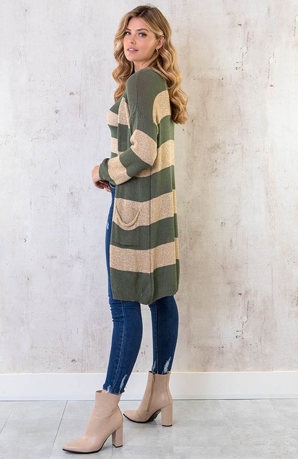 Lurex Cardigan Gestreept Goud Army – shoparchief, foto 3