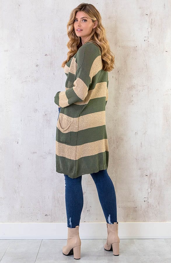 Lurex Cardigan Gestreept Goud Army – shoparchief, foto 4