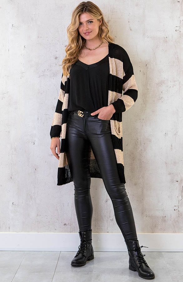 Lurex Cardigan Gestreept Goud Zwart – shoparchief, foto 2
