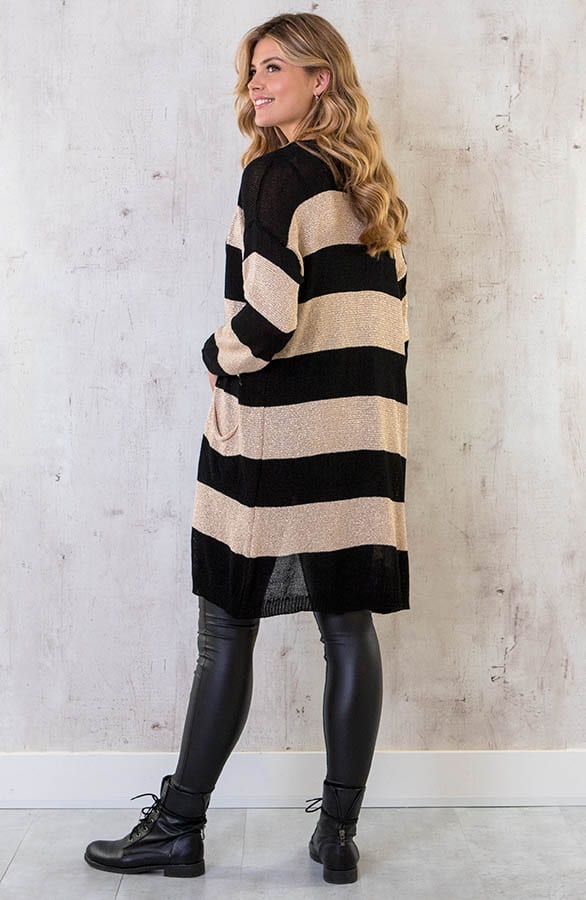 Lurex Cardigan Gestreept Goud Zwart – shoparchief, foto 1